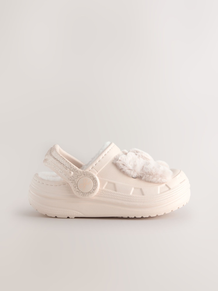 Neutral Bow Faux Fur Lined Clog Slippers - Image 2 of 6 Neutral Bow Faux Fur Lined Clog Slippers - Image 2 of 6