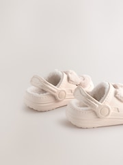 Neutral Bow Faux Fur Lined Clog Slippers - Image 3 of 6