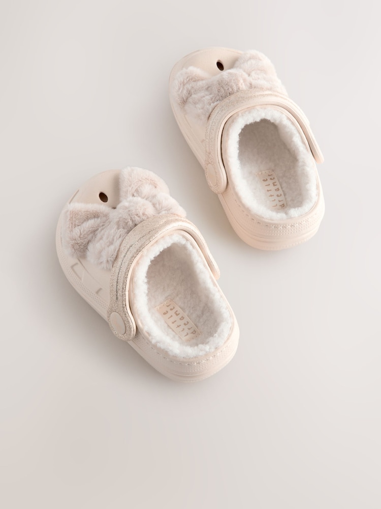 Neutral Bow Faux Fur Lined Clog Slippers - Image 6 of 6 Neutral Bow Faux Fur Lined Clog Slippers - Image 6 of 6