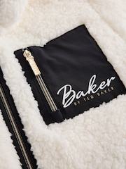 Baker by Ted Baker Cream Contrast Oversized Hooded Borg Fleece Jacket - Image 12 of 15