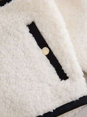 Baker by Ted Baker Cream Contrast Oversized Hooded Borg Fleece Jacket - Image 13 of 15