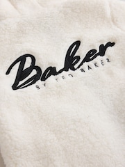 Baker by Ted Baker Cream Contrast Oversized Hooded Borg Fleece Jacket - Image 14 of 15