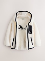 Baker by Ted Baker Cream Contrast Oversized Hooded Borg Fleece Jacket - Image 9 of 15