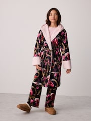 Baker by Ted Baker Black Floral Velour Dressing Gown - Image 1 of 11