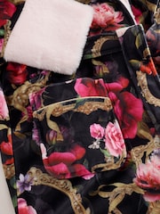 Baker by Ted Baker Black Floral Velour Dressing Gown - Image 11 of 11