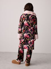 Baker by Ted Baker Black Floral Velour Dressing Gown - Image 2 of 11