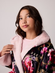 Baker by Ted Baker Black Floral Velour Dressing Gown - Image 3 of 11