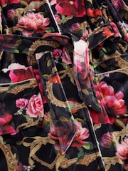 Baker by Ted Baker Black Floral Velour Dressing Gown - Image 8 of 11