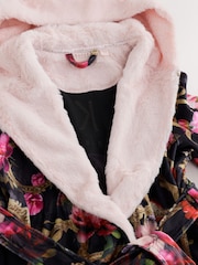 Baker by Ted Baker Black Floral Velour Dressing Gown - Image 9 of 11