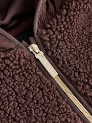 Baker by Ted Baker Brown Borg Fleece & Nylon Mix Hooded Jacket - Image 12 of 15