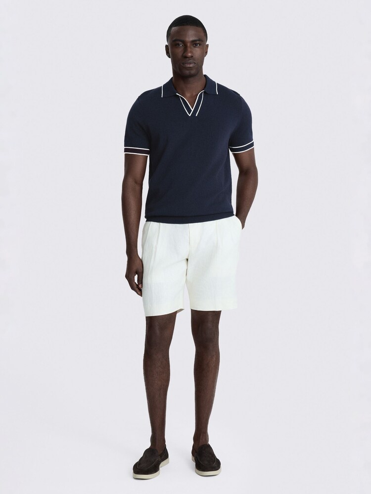 MOSS Blue Contrast Placket Skipper Polo Shirt - Image 2 of 4