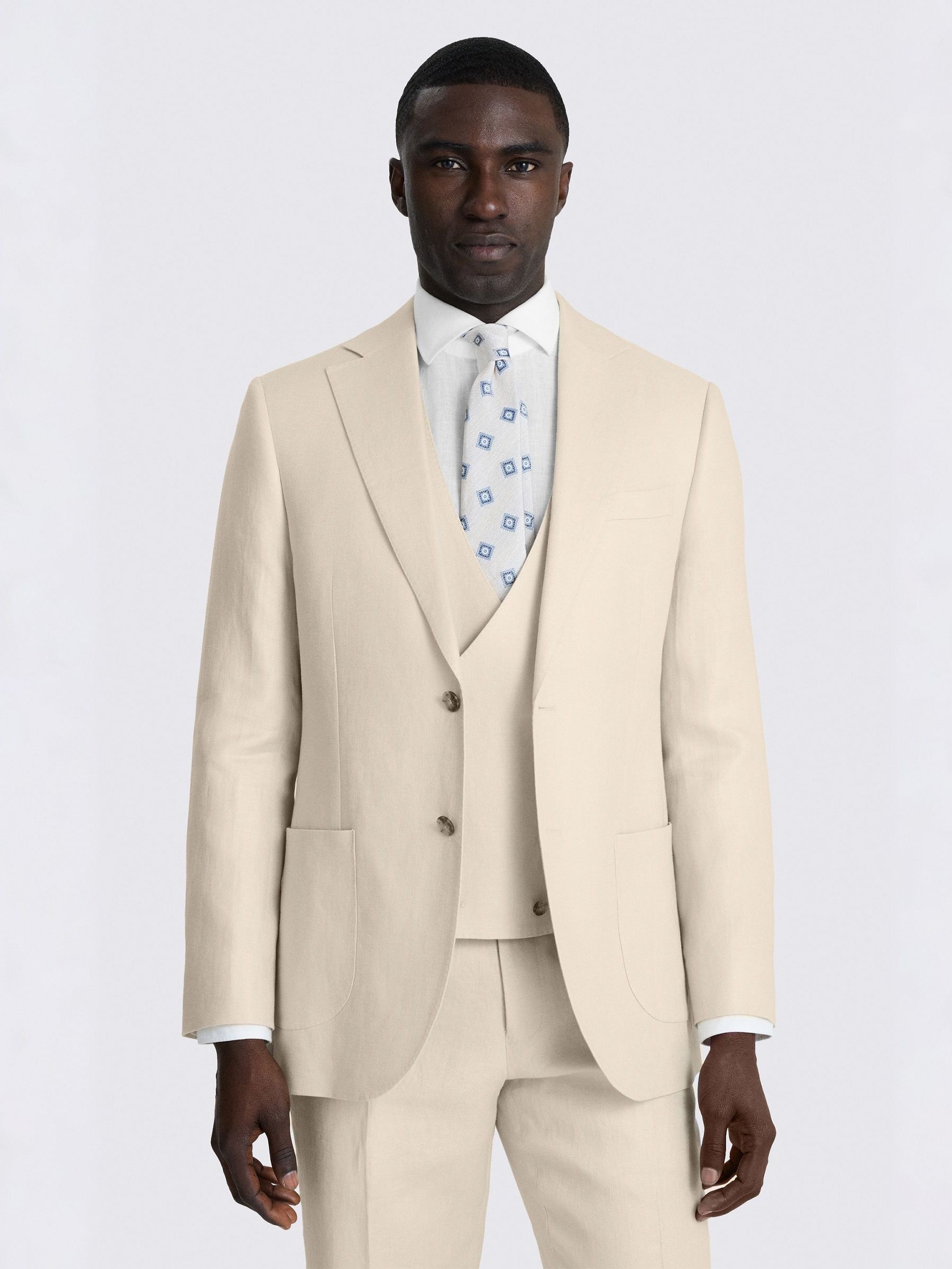 Buy MOSS Neutral Single Breasted Tailored Fit Twill Linen Suit