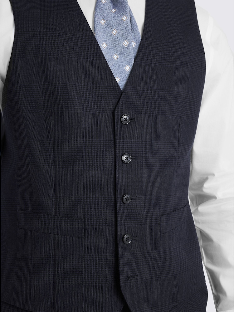 MOSS Navy Check Regular Fit Suit Waistcoat - Image 3 of 3 MOSS Navy Check Regular Fit Suit Waistcoat - Image 3 of 3