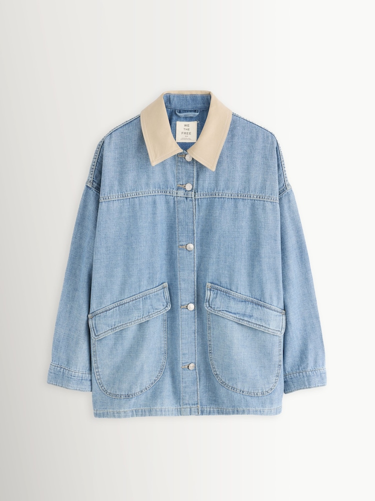 Free People Blue Lemon Denim Jacket - Image 1 of 5 Free People Blue Lemon Denim Jacket - Image 1 of 5