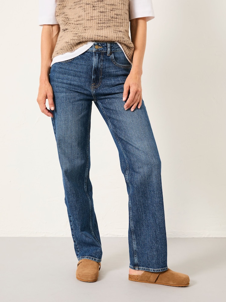 Denim azul - Calça Jeans Reta Relaxada FatFace - Imagem 1 de 7 Denim azul - Calça Jeans Reta Relaxada FatFace - Imagem 1 de 7