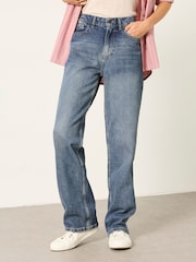 Azul escuro - Calça Jeans Reta Relaxada FatFace - Imagem 1 de 6