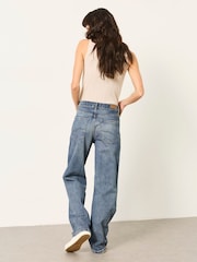 Azul escuro - Calça Jeans Reta Relaxada FatFace - Imagem 2 de 6