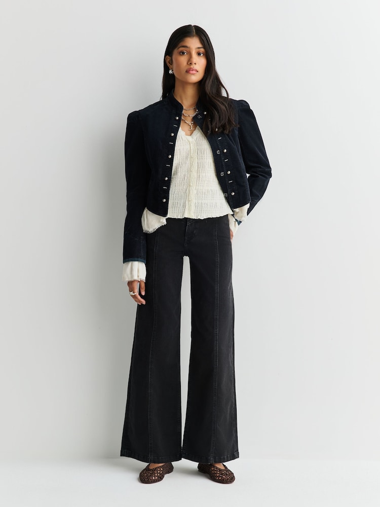 Free People Black Libre Wide Leg Jeans - Image 1 of 4