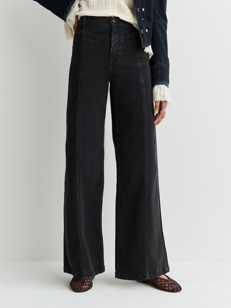 Free People Black Libre Wide Leg Jeans - Image 4 of 4