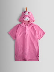 JoJo Maman Bébé Pink Unicorn Character Hooded Poncho Towel - Image 1 of 5