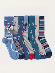 FatFace Multi 7 Pack Sport Animal Socks in a Gift Box - Image 2 of 3