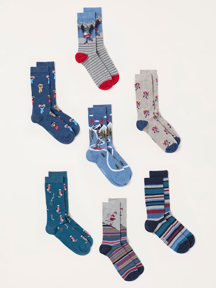 FatFace Multi 7 Pack Sport Animal Socks in a Gift Box - Image 3 of 3
