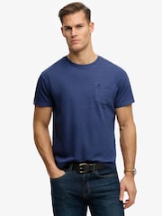 Superdry Aqua Blue Cotton Classic Pocket T-Shirt - Image 1 of 8