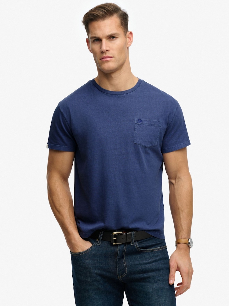 Superdry Aqua Blue Cotton Classic Pocket T-Shirt - Image 1 of 8 Superdry Aqua Blue Cotton Classic Pocket T-Shirt - Image 1 of 8