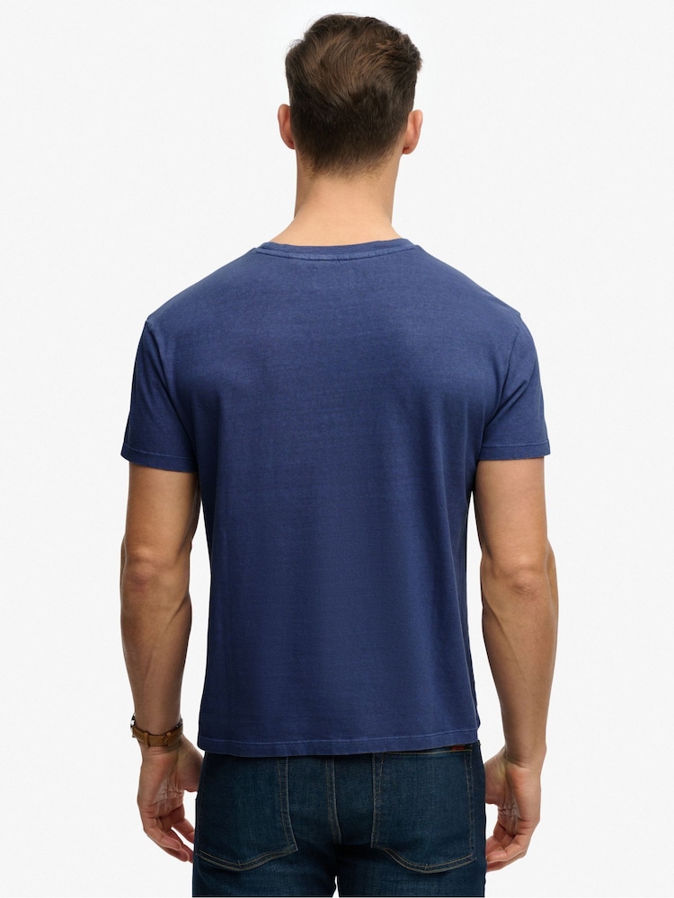 Superdry Aqua Blue Cotton Classic Pocket T-Shirt - Image 2 of 8 Superdry Aqua Blue Cotton Classic Pocket T-Shirt - Image 2 of 8