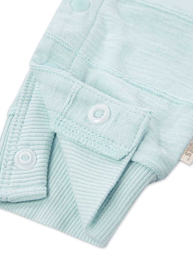 Huggies Baby Blue Stripe Sleepsuit With Safari Animal Pocket Detail - Image 4 of 4