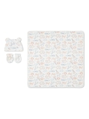 Huggies White Blanket Hat & Mittens Baby Gift Set - Image 2 of 4