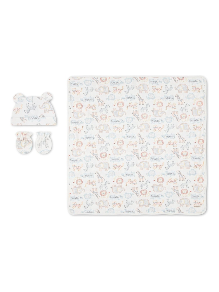 Huggies White Blanket Hat & Mittens Baby Gift Set - Image 2 of 4