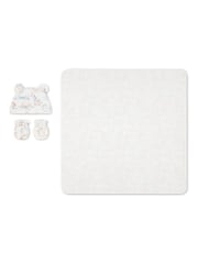 Huggies White Blanket Hat & Mittens Baby Gift Set - Image 3 of 4