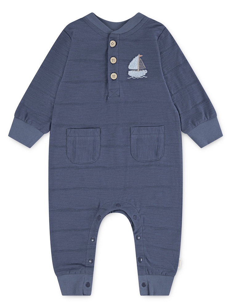 Huggies Baby Blue Nautical Stripe Footless Sleepsuit - Image 1 of 4