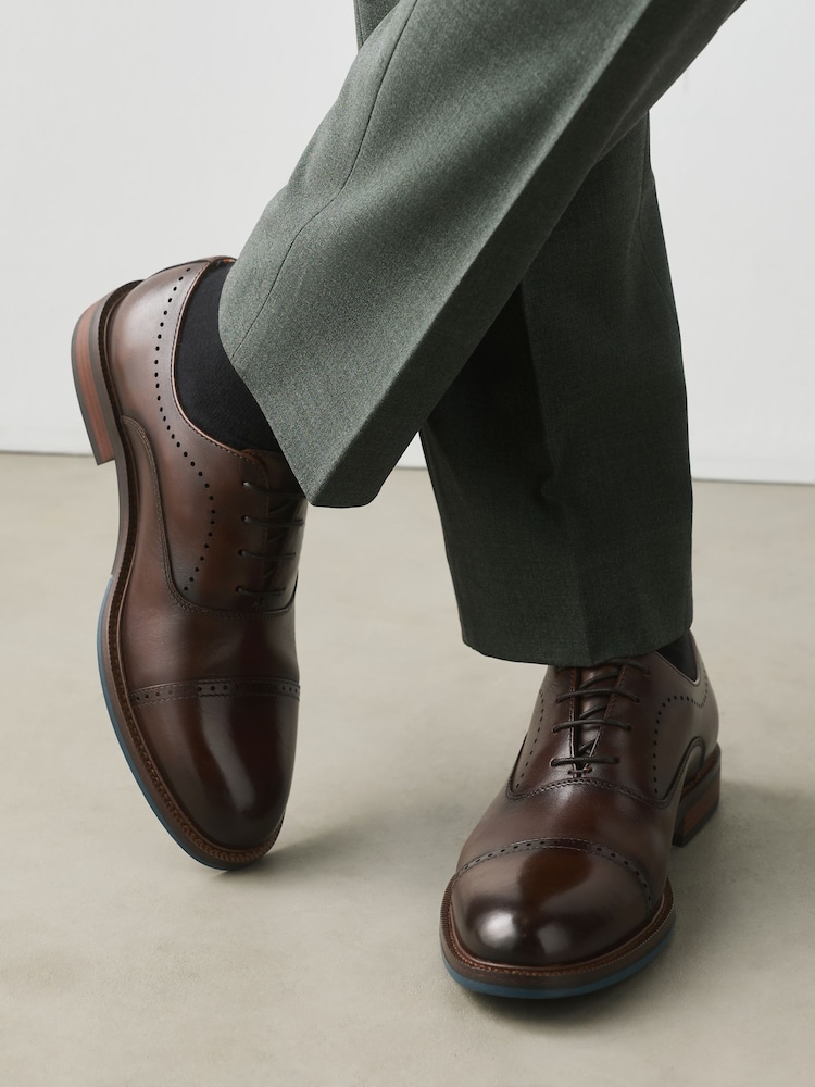 Brown Leather Oxford Toecap Shoes - Image 1 of 6 Brown Leather Oxford Toecap Shoes - Image 1 of 6