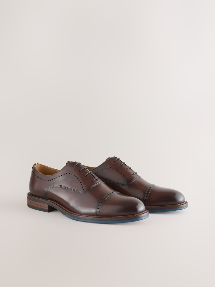 Brown Leather Oxford Toecap Shoes - Image 2 of 6 Brown Leather Oxford Toecap Shoes - Image 2 of 6