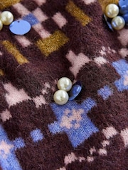 Plum Purple Sparkle Fairisle - كنزة عيد الميلاد بكم طويل - صورة 7 من 8