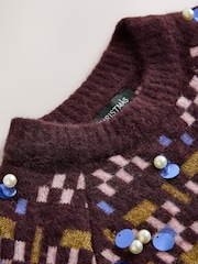Plum Purple Sparkle Fairisle - كنزة عيد الميلاد بكم طويل - صورة 8 من 8