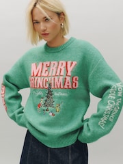 Green/Pink The Grinch License - كنزة عيد الميلاد بكم طويل - صورة 1 من 7
