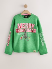 Green/Pink The Grinch License - كنزة عيد الميلاد بكم طويل - صورة 5 من 7