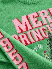 Green/Pink The Grinch License - كنزة عيد الميلاد بكم طويل - صورة 7 من 7