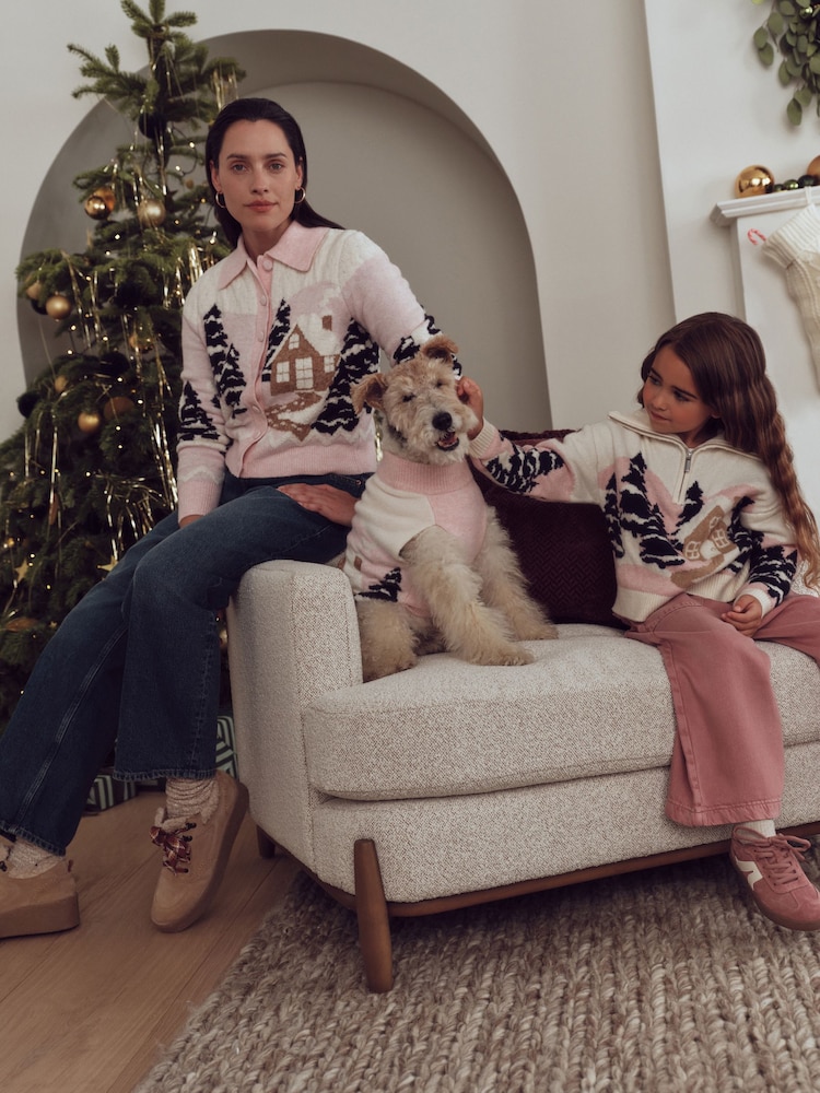Pink/White Family Matchback Christmas Jumper - Image 2 of 13 Pink/White Family Matchback Christmas Jumper - Image 2 of 13