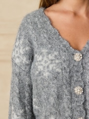 Grey/ White Sparkle Snowflake - Cárdigan de Navidad - Imagen 4 de 7