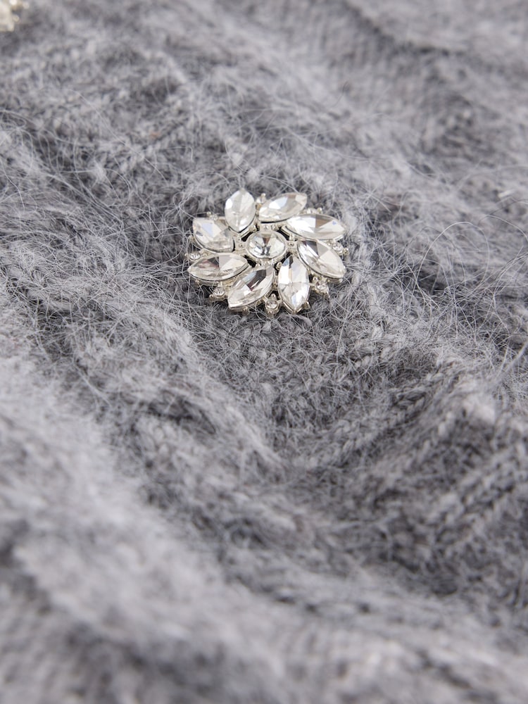 Grey/ White Sparkle Snowflake - Cárdigan de Navidad - Imagen 7 de 7