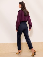 Lipsy Navy Military Button Tapered Trousers - Image 3 of 4