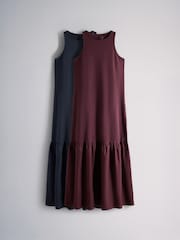 The Set 2 Pack Drop Waist Jersey Woven Maxi Dress Navy Blue/Burgundy Red - Image 1 of 3