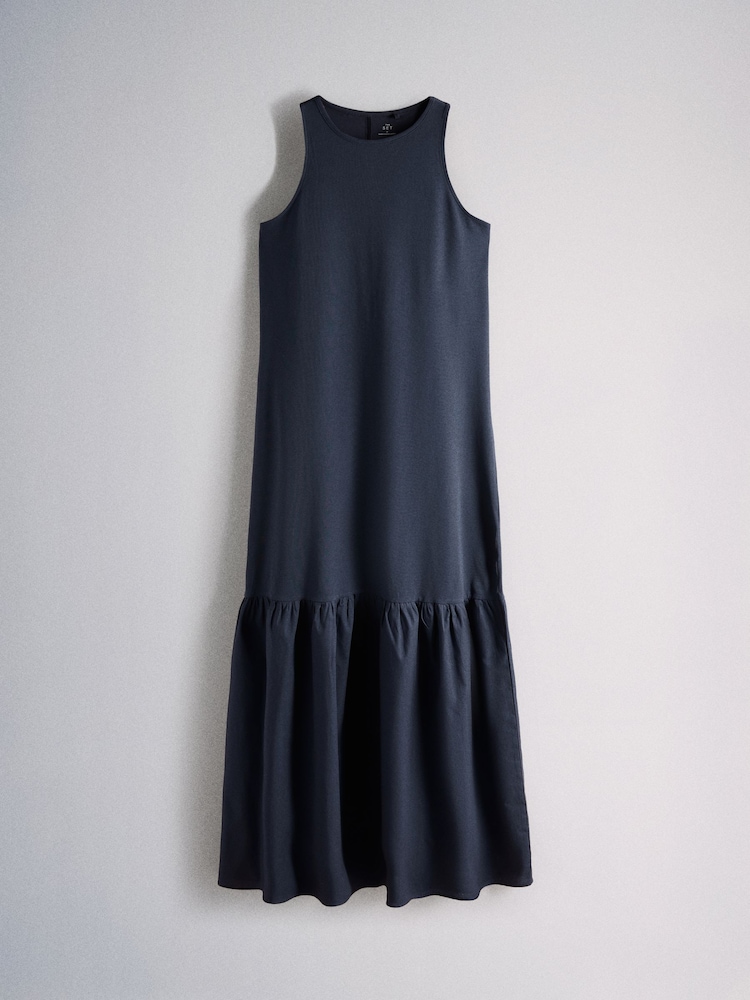 The Set 2 Pack Drop Waist Jersey Woven Maxi Dress Navy Blue/Burgundy Red - Image 2 of 3 The Set 2 Pack Drop Waist Jersey Woven Maxi Dress Navy Blue/Burgundy Red - Image 2 of 3