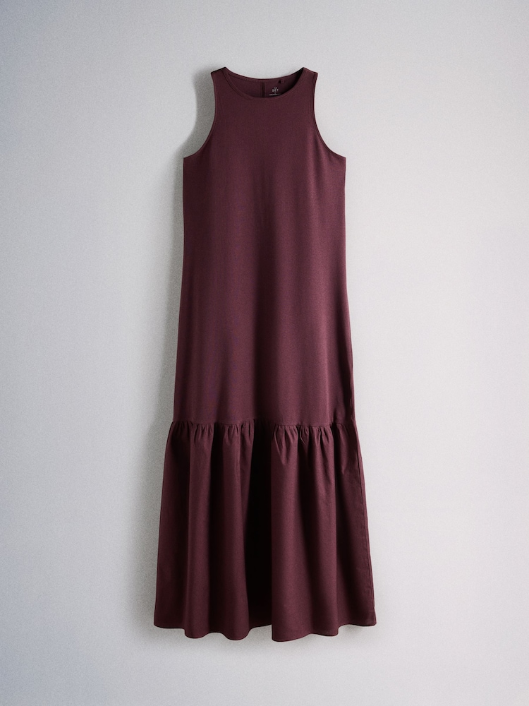 The Set 2 Pack Drop Waist Jersey Woven Maxi Dress Navy Blue/Burgundy Red - Image 3 of 3 The Set 2 Pack Drop Waist Jersey Woven Maxi Dress Navy Blue/Burgundy Red - Image 3 of 3