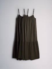 The Set 2 Pack Dropped Waist Jersey Maxi Dress Khaki Green/Brown - Image 1 of 5