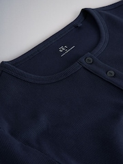The Set 4 Pack Ribbed Long Sleeve Cropped Henley T-Shirts Burgundy Red/Navy Blue/White - Image 14 of 14